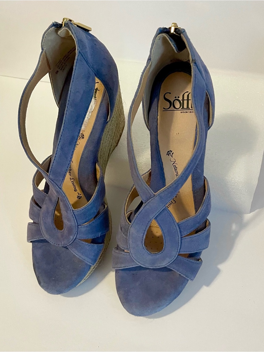 Sofft Lavendar Suede Espadrille Wedge Sandals - Picture 2 of 10